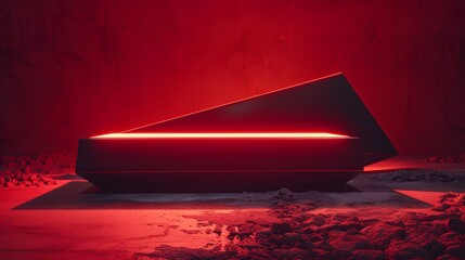 futuristic black background with red light technology