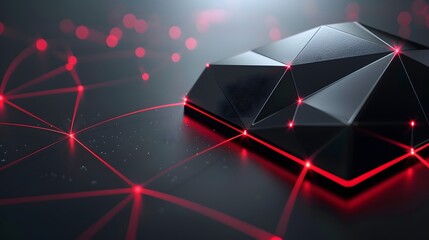 futuristic black background with red light technology