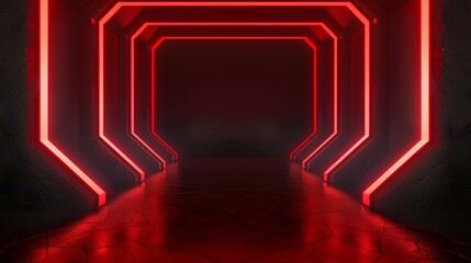futuristic black background with red light technology