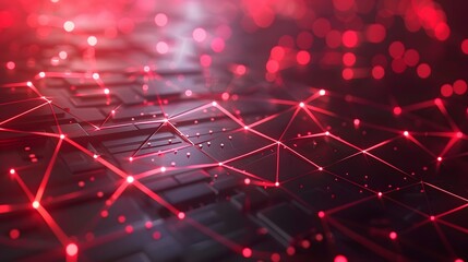 futuristic black background with red light technology