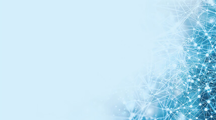 Poster - Abstract blue network background with copy space text. This design is perfect for a website, brochure, or presentation about technology, communication, or connection.