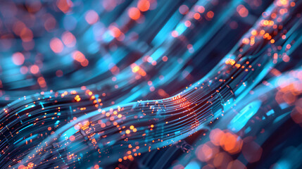 Poster - Abstract blue and orange digital wave with copy space text. This design is perfect for a website, brochure, or presentation about technology, innovation, or the future.