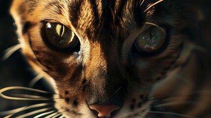 Poster - CloseUp Picture of a Beautiful Bengal Cat cat looking at Camera cat portait : Generative AI