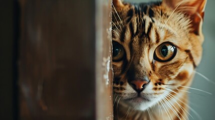 Poster - CloseUp Picture of a Beautiful Bengal Cat cat looking at Camera cat portait : Generative AI