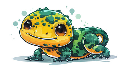 Wall Mural - Cute salamander is smiling, in cartoon style