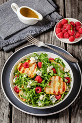 Canvas Print - grilled pear salad with cheese, arugula, berries