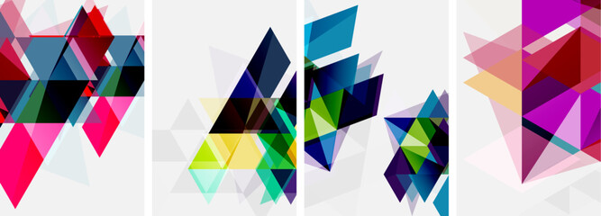 Aufkleber - Colorful bright triangles with various colors and transparencies. Vector illustration For Wallpaper, Banner, Background, Card, Book Illustration, landing page
