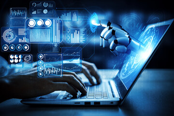 Poster - mlp artificial intelligence ai research of robot and cyborg development for future of people living.