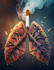 Wall Mural - Cigarette Smoke: The Unseen Predator of Lung Health