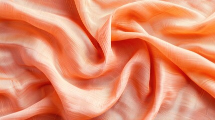 Wall Mural - Texture of cotton fabric in peach sorbet orange color viewed from above Plain fabric background without any designs