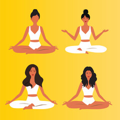 Wall Mural - woman meditation, yoga meditation vector