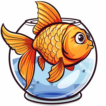 Fish Mascot Wave Fish Bowl Illustration