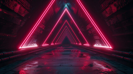 Wall Mural - A neon tunnel with red lights