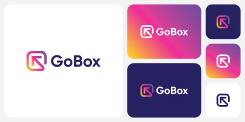 Poster - vector logo design for the initials of the letter g in the shape of a rectangular corner arrow with 