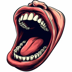 Wall Mural - Open Mouth and Tongue caricature mascot