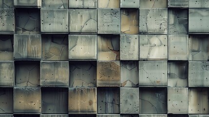 Ceramic tiling close up on the historic brutalist communist architecture