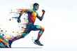 © Ольга Лукьяненко - man effort running marathon abstract style colorful Isolated on white background
