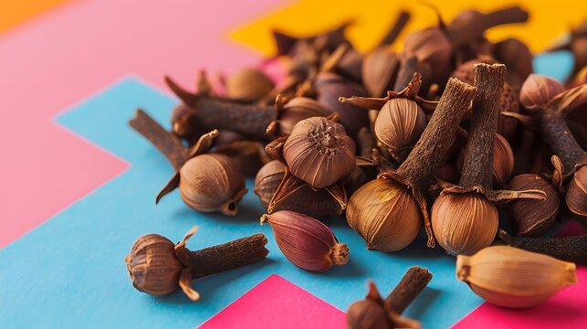 cloves isolated on colorful background