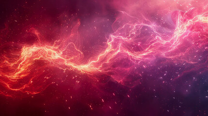 Poster - An abstract purple wave background with glowing particles and lines. Futuristic waves