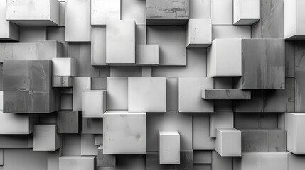 Abstract 3D White and Gray Cube Composition
