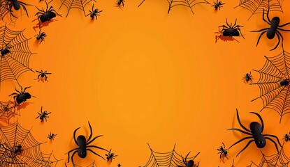 Wall Mural - halloween background with spider web