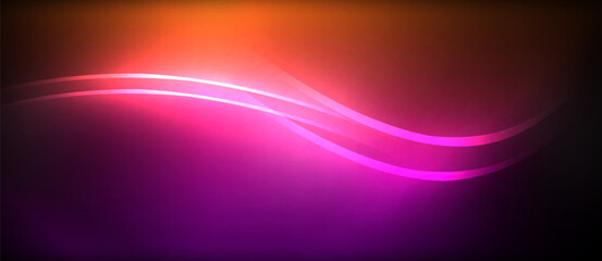 Aufkleber - Neon glowing circle rays, light round lines in the dark, planet style neon wave lines. Energetic electric concept design for wallpaper, banner, background