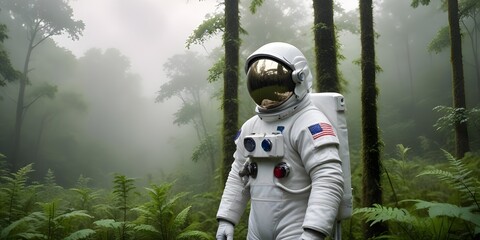 Middle-aged Male Astronaut in a White Spacesuit.