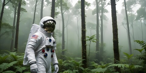 Middle-aged Male Astronaut in a White Spacesuit.