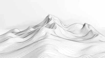 Poster - minimalist mountain landscape with smooth flowing line art design serene abstract and modern depicti