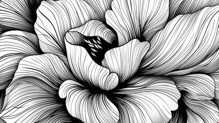Poster - Elegant and abstract floral design created with minimal line art featuring a dynamic organic pattern with a graceful flowing composition and a monochromatic minimalist aesthetic