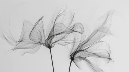 Poster - Elegant abstract floral line art design featuring minimal flowing organic shapes and intricate intertwined lines that create a delicate ethereal and graceful visual composition