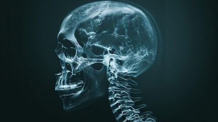 Xray of human occipital bone, showcasing skull structure, clinical setting