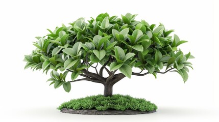 Money tree, 3D illustration, lush foliage, isolated on white background, fantasy, glowing accents