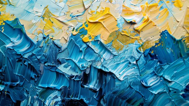 Textured impasto strokes mountainous terrain abstract background