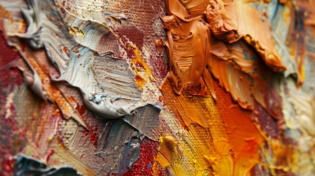 Textured impasto strokes mountainous terrain abstract background