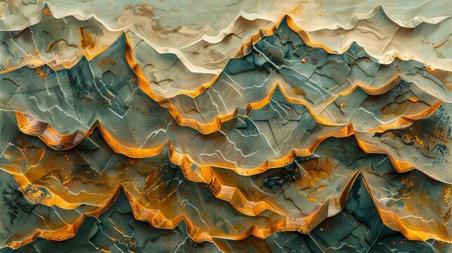 Textured impasto strokes mountainous terrain abstract background