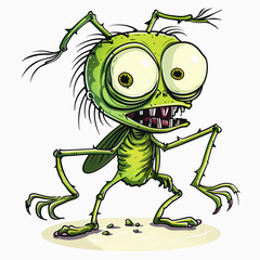 Wall Mural - Undead Mosquito Zombie cartoon monster. Mosquito Walking Dead monster