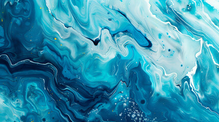 Poster - Ocean blue, digital illustration painting, abstract background,Abstract blue marble background,Abstract art blue paint background
