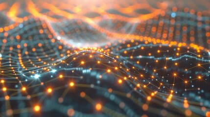Poster - A single digital line expanding into a vast network of connections, illustrating the exponential growth of digital technology