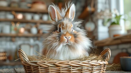 A fluffy Angora rabbit