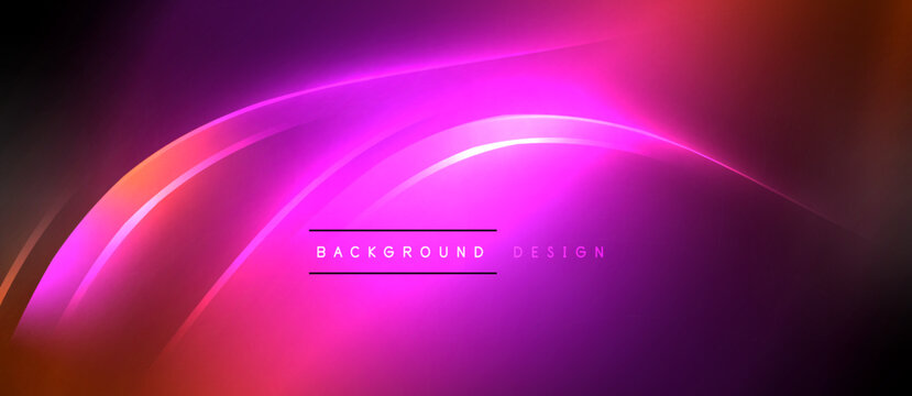 Neon glowing circle rays, light round lines in the dark, planet style neon wave lines. Energetic electric concept design for wallpaper, banner, background