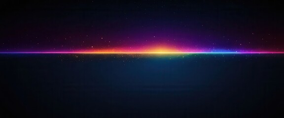 Wall Mural - A dark, starry sky with a vibrant, rainbow-colored horizon line.