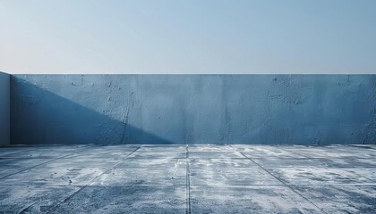 Poster - A large, empty concrete wall with a blue background