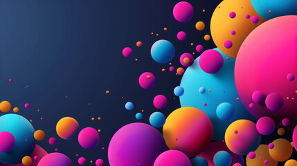 Wall Mural - A colorful bunch of balloons in the air. The balloons are in different colors and sizes. Concept of fun and playfulness. Amazing abstract vector 3D colorful balls illustration template for poster