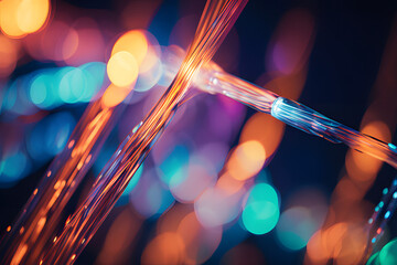 Wall Mural - A close-up photo of a firework exploding in a burst of vibrant colors against a dark night sky.
The firework creates a dazzling display of orange, yellow, blue, and green sparks.