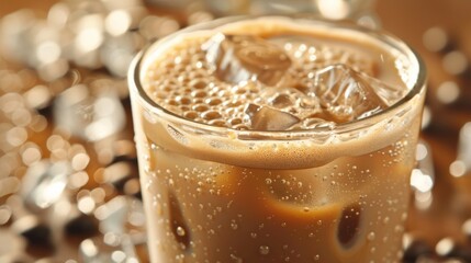 Poster - Refreshing Iced Milk Coffee on a Hot Day 