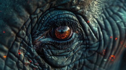 Wall Mural - Closeup of an elephants eye, capturing the wisdom and texture of the skin, ideal for emotional wildlife portraits