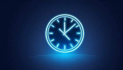 Wall Mural - speedometer on red background, time is money concept, clock on the wall, A futuristic digital clock light effect. A glowing silhouette of a clock representing time. Background laser blue neon clock 