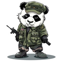 Wall Mural - Panda military fashion