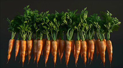 Wall Mural - transparent background with isolated orange carrots and a green leaf